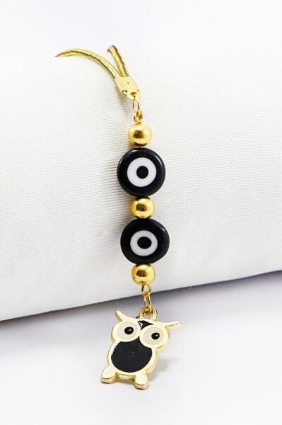 El Yapımı Cam Nazar Boncuklu Sevimli Baykuşlu Dikiz Ayna Süsü Tarz Yeni Araba Hediyesi