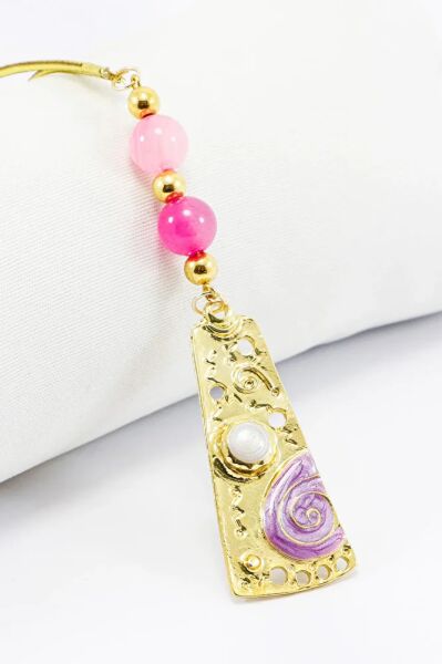 Pembe Boncuklu Sedefli Otantik Girdap Desenli Dikiz Ayna Süsü Tarz Yeni Araba Hediyesi