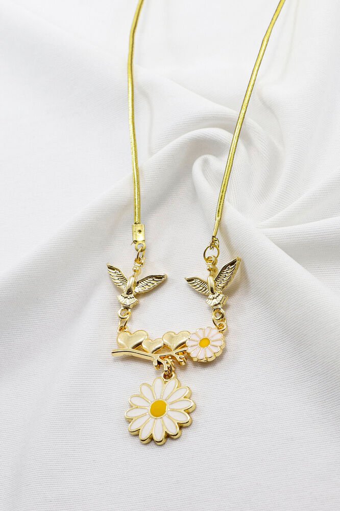 Salkım Papatyalı Kalpli Gold Renkli Araba Dikiz Ayna Süsü, Yeni Araba Hediyesi