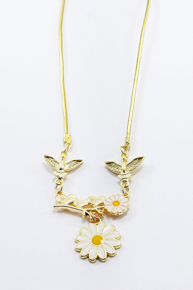 Salkım Papatyalı Kalpli Gold Renkli Araba Dikiz Ayna Süsü, Yeni Araba Hediyesi