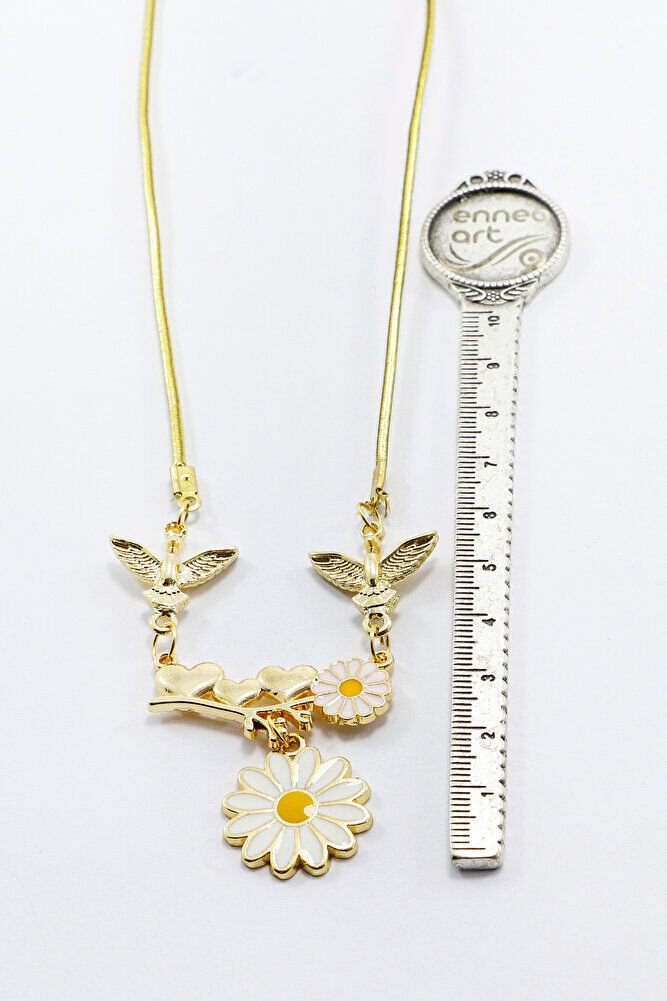 Salkım Papatyalı Kalpli Gold Renkli Araba Dikiz Ayna Süsü, Yeni Araba Hediyesi