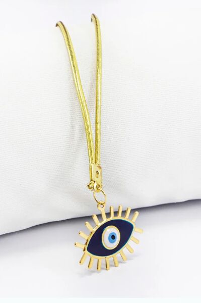 Mineli Lacivert Renkli Kirpikli Göz Figürlü Araba Dikiz Ayna Süsü, Yeni Araba Süsü