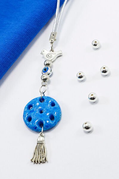 El Yapımı Nazar Boncuklu Kuşlu Süryani Nazarı Araba Dikiz Ayna Süsü, Yeni Araba Hediyesi