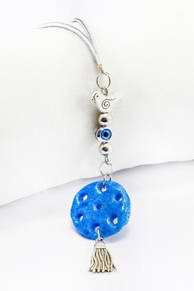 El Yapımı Nazar Boncuklu Kuşlu Süryani Nazarı Araba Dikiz Ayna Süsü, Yeni Araba Hediyesi