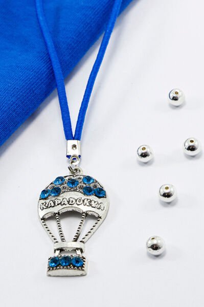 El Yapımı Turkuaz Parlak Taşlı Kapadokya Balonu Araba Dikiz Ayna Süsü, Yeni Araba Hediyesi