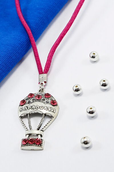 El Yapımı Pembe Parlak Taşlı Kapadokya Balonu Araba Dikiz Ayna Süsü, Yeni Araba Hediyesi