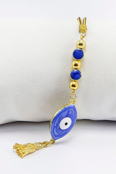 El Yapımı Lacivert Renkli Sedefli Göz Figürlü Araba Dikiz Ayna Süsü