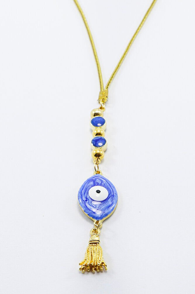 El Yapımı Lacivert Renkli Sedefli Göz Figürlü Araba Dikiz Ayna Süsü