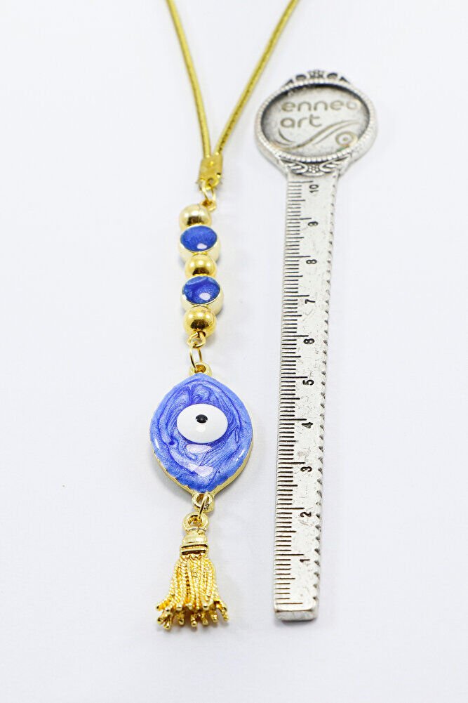 El Yapımı Lacivert Renkli Sedefli Göz Figürlü Araba Dikiz Ayna Süsü