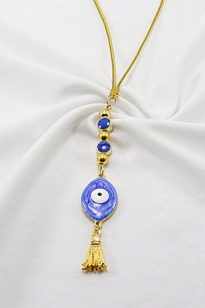 El Yapımı Lacivert Renkli Sedefli Göz Figürlü Araba Dikiz Ayna Süsü