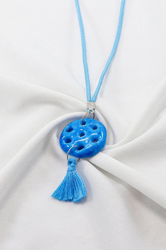 Turkuaz Renkli Püsküllü Yedi Delikli Süryani Nazarı Araba Dikiz Ayna Süsü, Yeni Araba Hediyesi