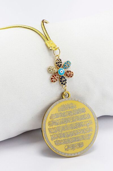 Renkli Parlak Taşlı Zirkon Çiçek Ayetel Kürsi Felak Nas İhlas Araba Dikiz Ayna Süsü