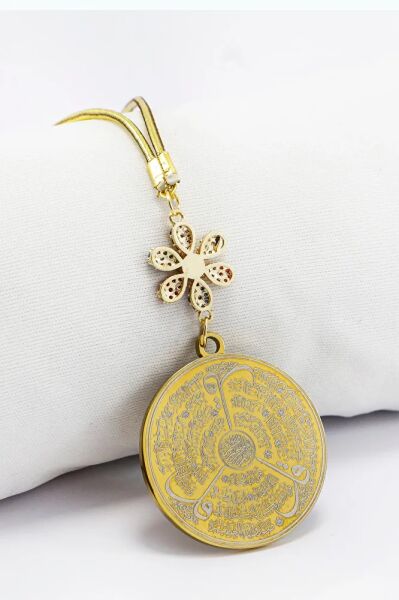 Renkli Parlak Taşlı Zirkon Çiçek Ayetel Kürsi Felak Nas İhlas Araba Dikiz Ayna Süsü