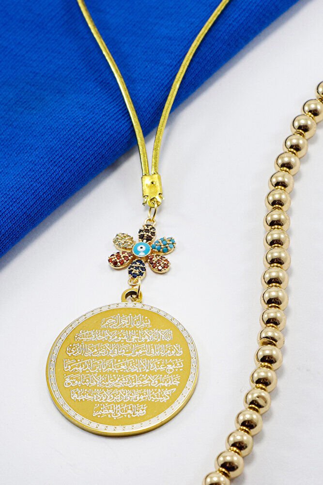 Renkli Parlak Taşlı Zirkon Çiçek Ayetel Kürsi Felak Nas İhlas Araba Dikiz Ayna Süsü