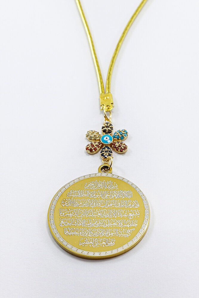 Renkli Parlak Taşlı Zirkon Çiçek Ayetel Kürsi Felak Nas İhlas Araba Dikiz Ayna Süsü