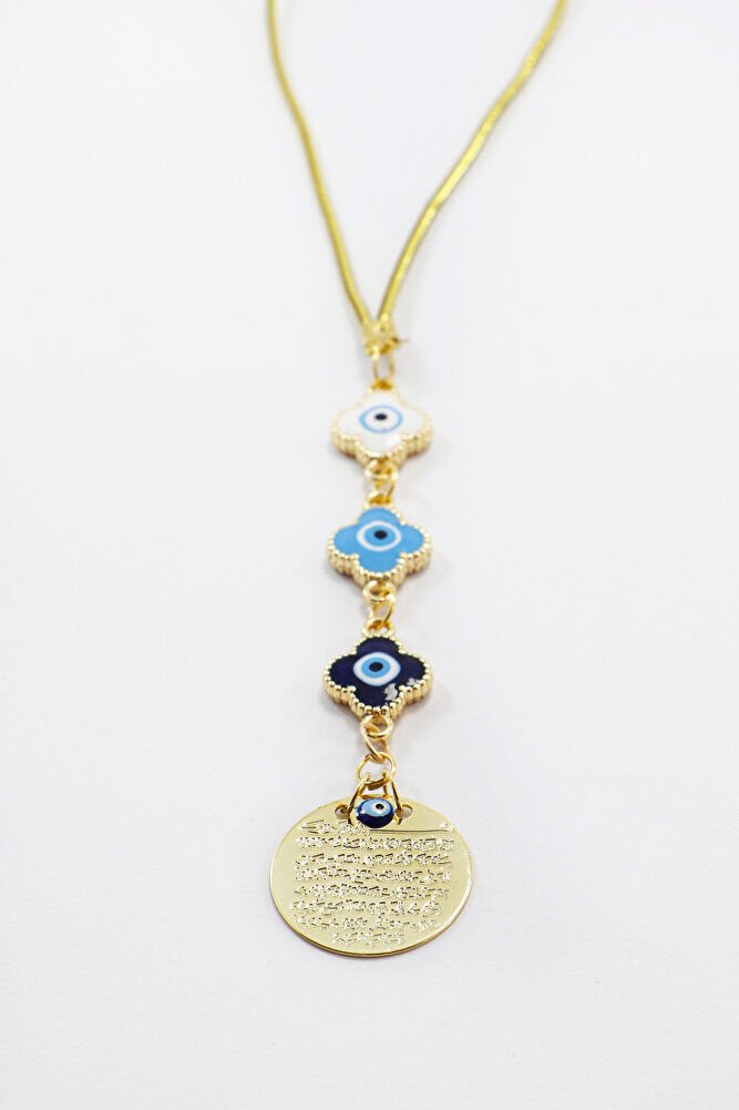 Çerçeveli Çiçek Figürlü Küçük Metal Ayetel Kürsi Araba Dikiz Ayna Süsü Gold Renkli