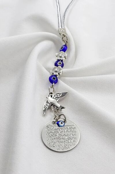Metal Bird Small Evil Eye Beaded Car Rearview Mirror Ornament, Ayetel Kürsi New Car Gift