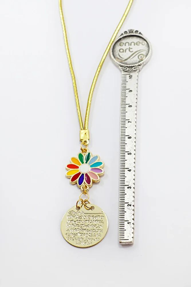 Renkli Papatya Figürlü Küçük Metal Ayetel Kürsi Araba Dikiz Ayna Süsü Gold Renkli