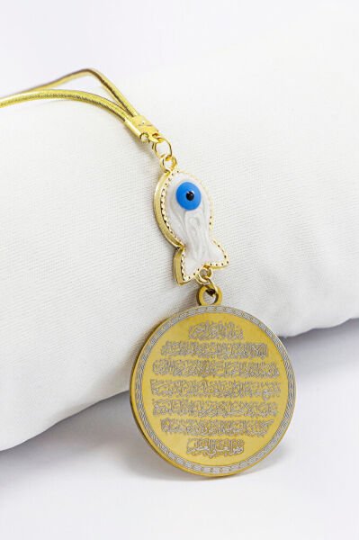 Beyaz Sedefli Balık Figürlü Ayetel Kürsi Nazar Ayeti Araba Dikiz Ayna Süsü, Yeni Araba Hediyesi