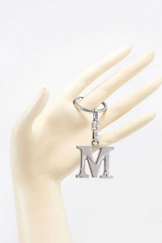 Gümüş Renkli Metal M Harfi Anahtarlık / Harfli Çanta Süsü