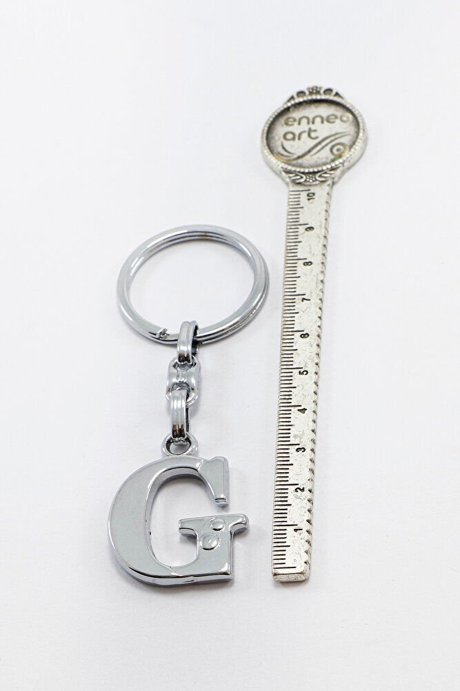 Gümüş Renkli Metal G Harfi Anahtarlık / Harfli Çanta Süsü