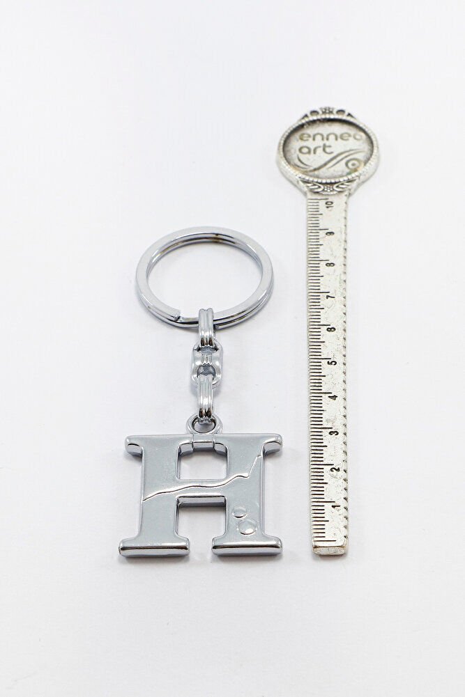 Gümüş Renkli Metal H Harfi Anahtarlık / Harfli Çanta Süsü