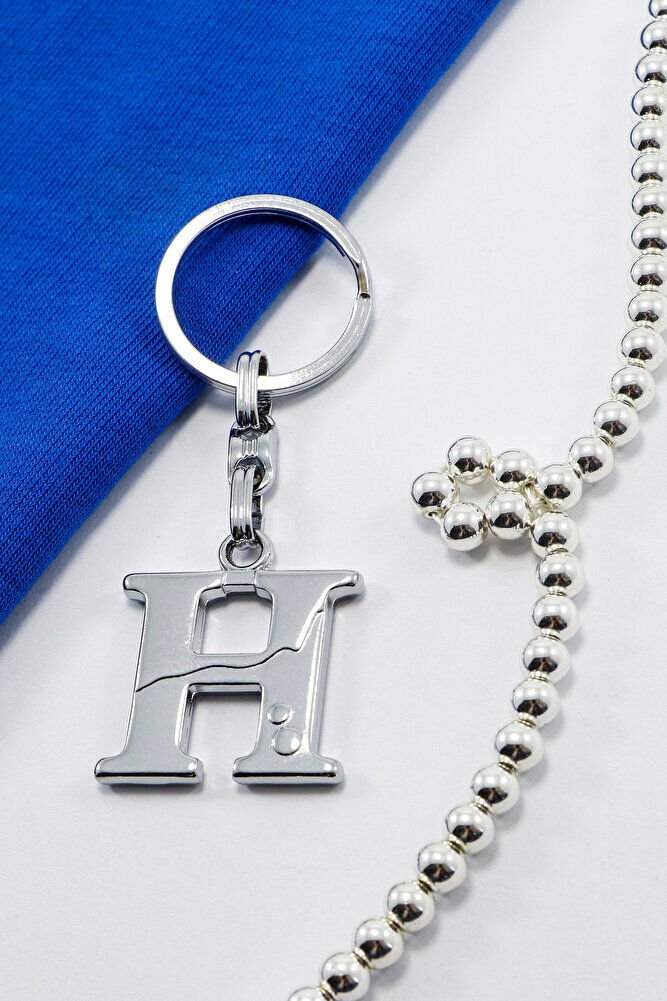 Gümüş Renkli Metal H Harfi Anahtarlık / Harfli Çanta Süsü