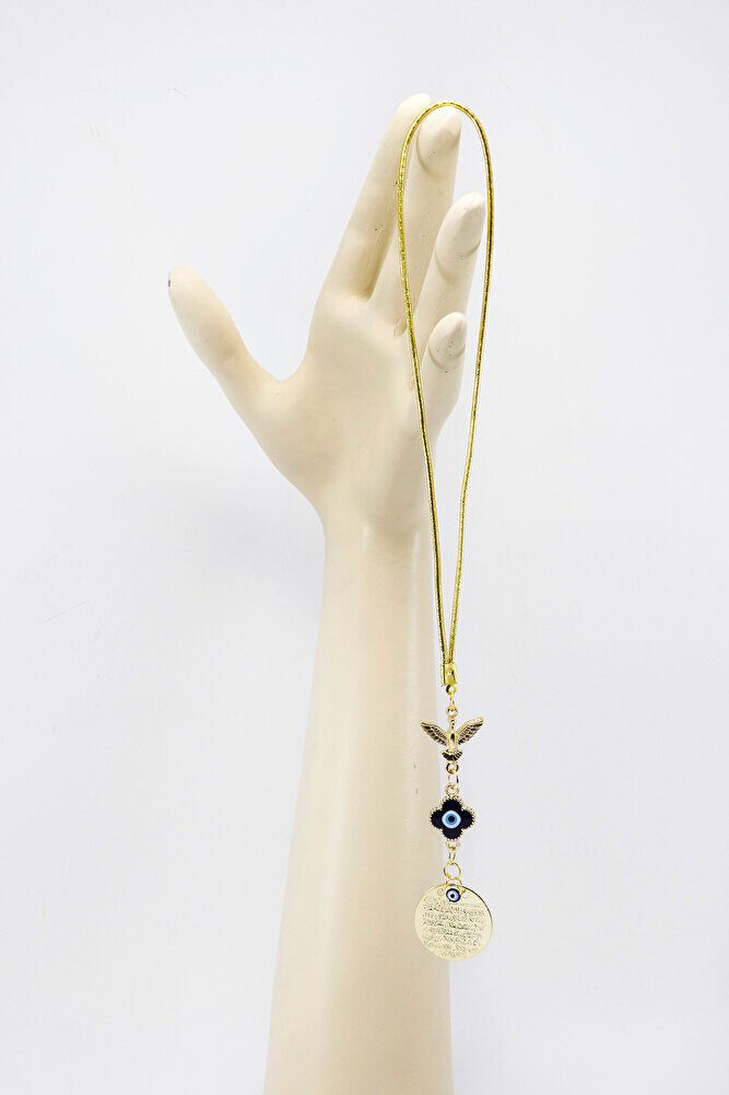 Uçan Anka Kuşu Nazarlı Küçük Metal Ayetel Kürsi Araba Dikiz Ayna Süsü Gold Renkli