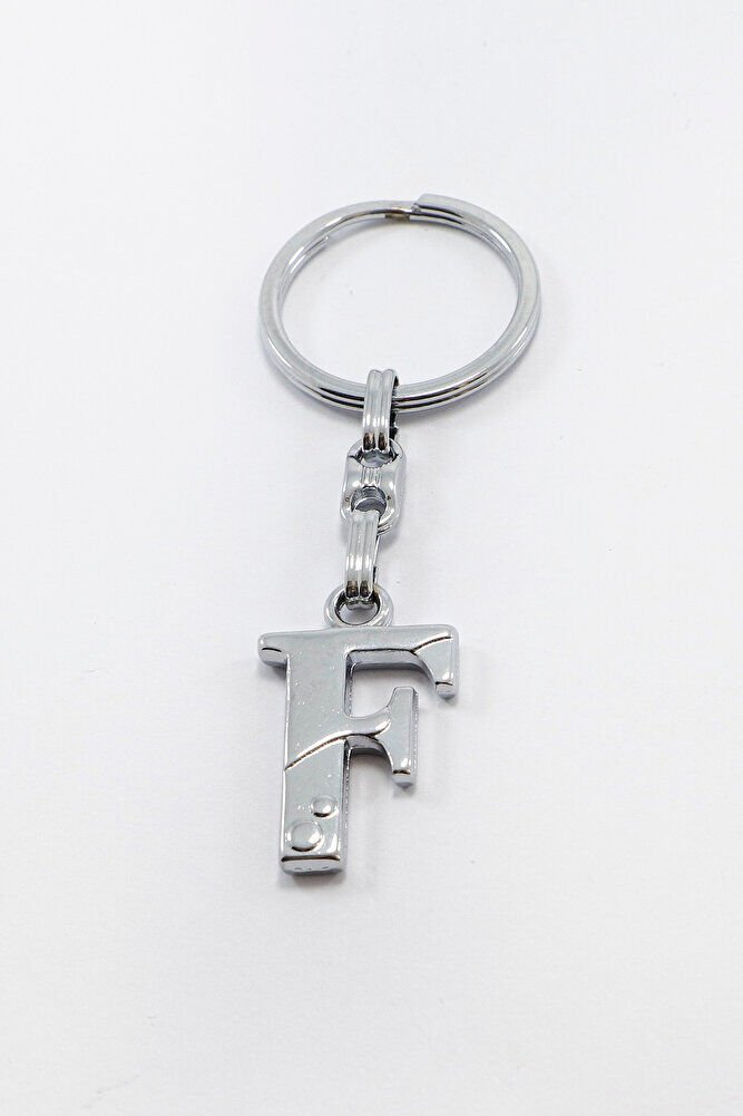 Gümüş Renkli Metal F Harfi Anahtarlık / Harfli Çanta Süsü