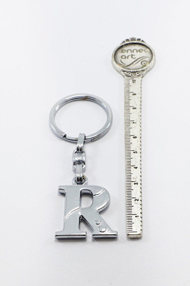 Gümüş Renkli Metal R Harfi Anahtarlık / Harfli Çanta Süsü