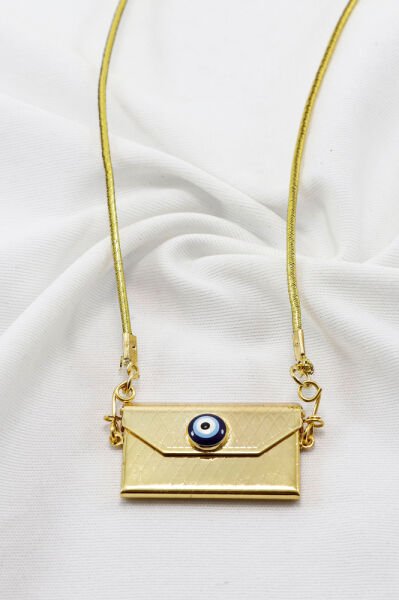 Gold Plated Openable Metal Bag Ayetel Kursi Nazat Verse Car Rearview Mirror Ornament with Evil Eye Beads