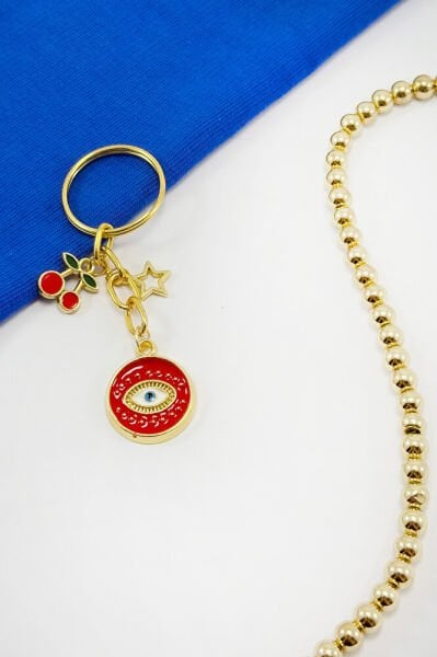 Red Cherry Mini Starry Eyed Keychain, Gift Keychain