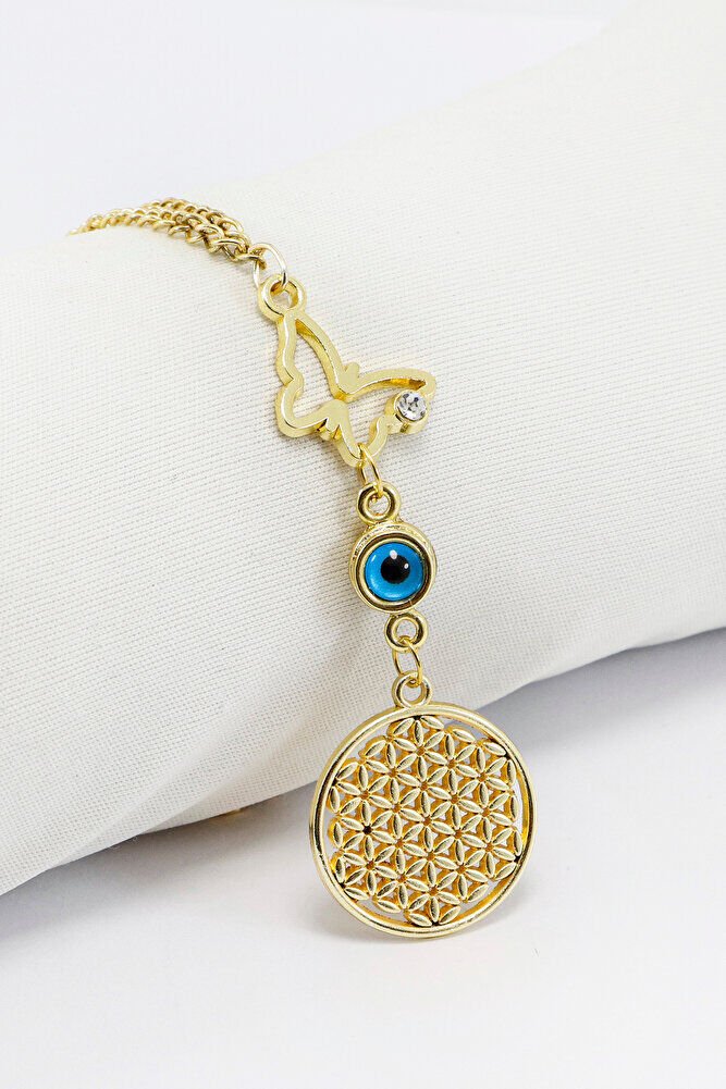 Gold Renkli Parlak Taşlı Kelebek Lotus Çiçekli Araba Dikiz Ayna Süsü, Yeni Araba Hediyesi
