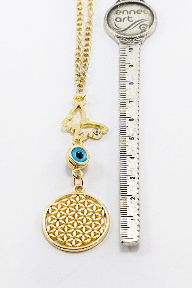 Gold Renkli Parlak Taşlı Kelebek Lotus Çiçekli Araba Dikiz Ayna Süsü, Yeni Araba Hediyesi
