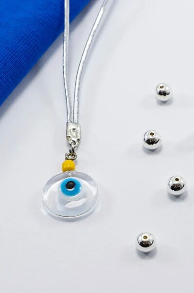 Small Glass Beaded Transparent Evil Eye Car Rearview Mirror Ornament, New Car Gift