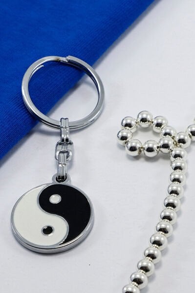 Black and White Yin and Yang Figured Keychain, Gift Keychain