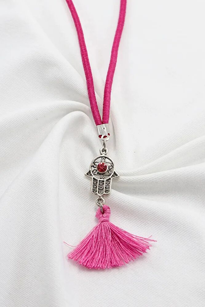 Small, Pink Tasseled Hamsa Hand Car Rearview Mirror Ornament, New Car Gift