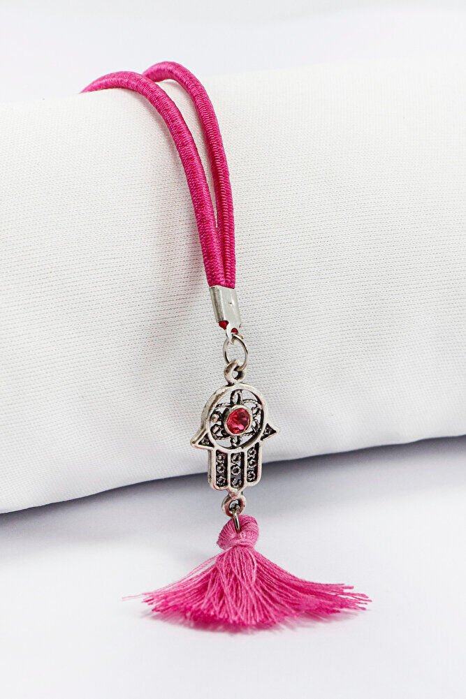 Small, Pink Tasseled Hamsa Hand Car Rearview Mirror Ornament, New Car Gift