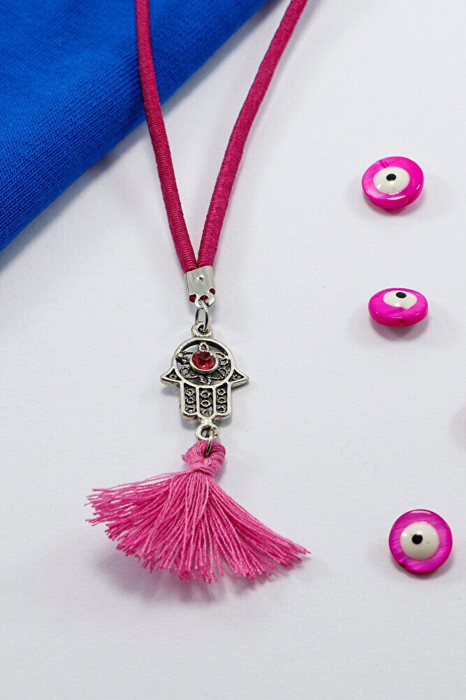 Small, Pink Tasseled Hamsa Hand Car Rearview Mirror Ornament, New Car Gift
