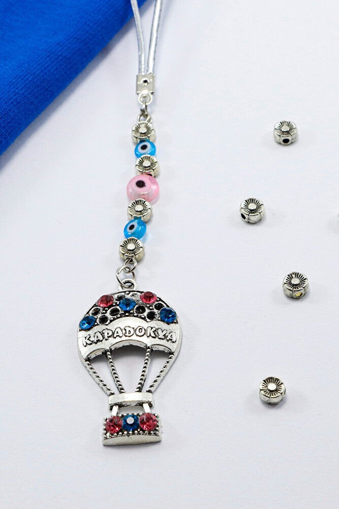 El Yapımı Renkli Parlak Taşlı Kapadokya Balonu Araba Dikiz Ayna Süsü, Yeni Araba Hediyesi