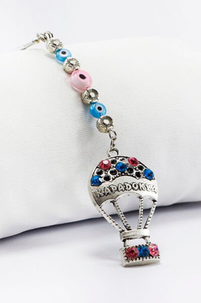 El Yapımı Renkli Parlak Taşlı Kapadokya Balonu Araba Dikiz Ayna Süsü, Yeni Araba Hediyesi