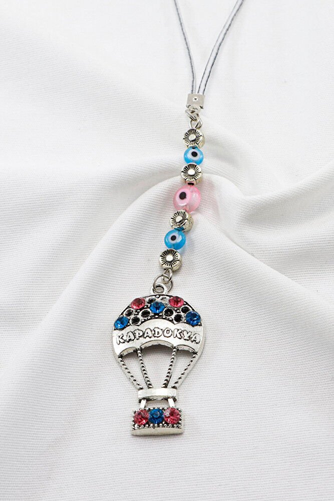 El Yapımı Renkli Parlak Taşlı Kapadokya Balonu Araba Dikiz Ayna Süsü, Yeni Araba Hediyesi