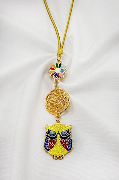 Colorful Floral Lotus Flower Cute Owl Car Rearview Mirror Ornament, New Car Gift