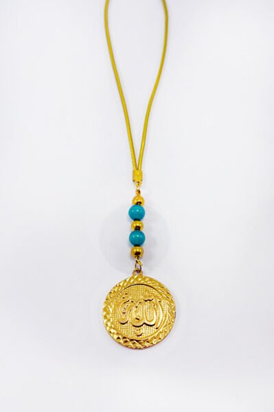 Car Rearview Mirror Ornament with Turquoise Beads and the Word of Allah, New Car Gift