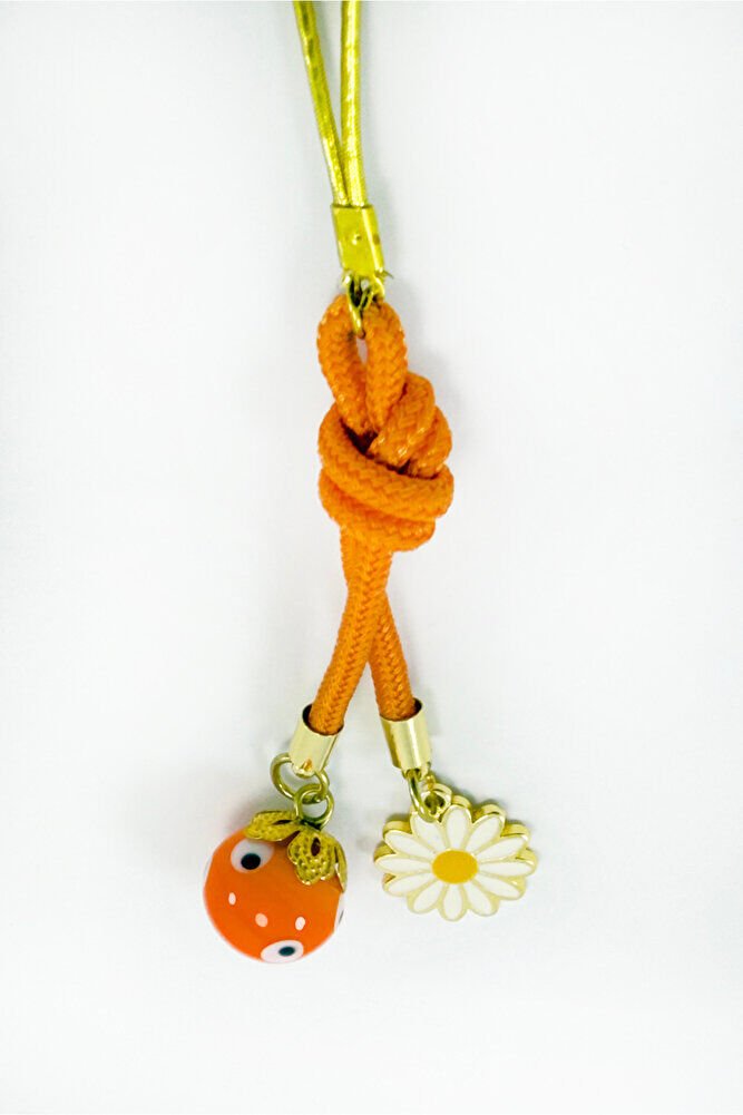 Turuncu Renkli Cam Nazar Boncuklu Papatyalı Araba Dikiz Ayna Süsü, Yeni Araba Hediyesi