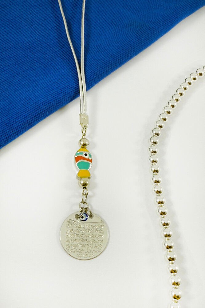 Renkli Mineli Balık Figürlü Metal Ayetel Kürsi Araba Dikiz Ayna Süsü