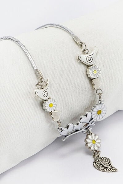 El Yapımı Kalpli Papatya Ve Kuş Figürlü Araba Dikiz Ayna Süsü, Yeni Araba Süsü