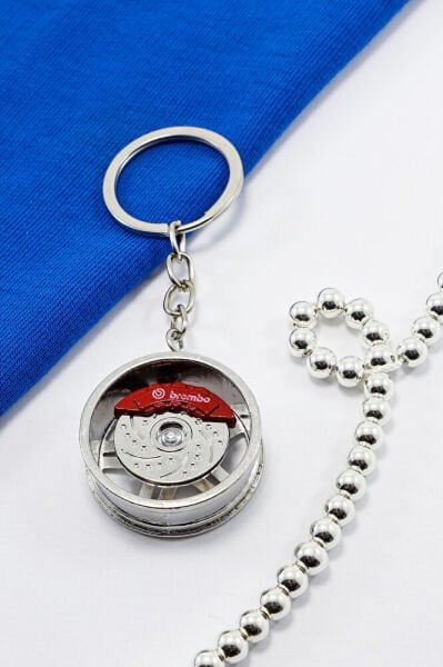 Red Detailed Rim Mini Keychain, Gift Rim Figured Keychain