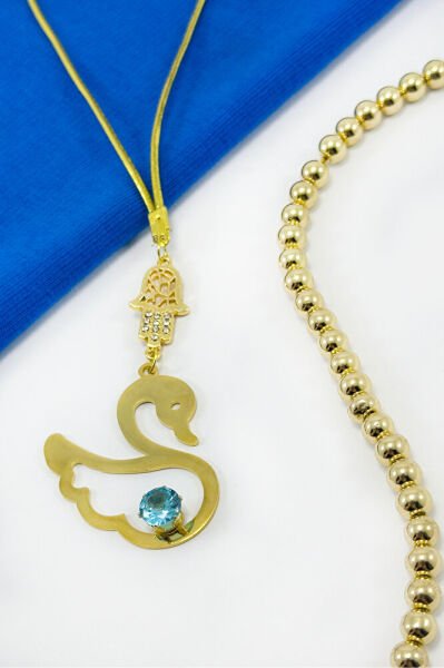 Shiny Stone Hamsa Hand Stainless Steel Swan Figured Car Rearview Mirror Ornament, New Car Gift