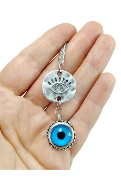 Eskitme Metal Nazar Boncuğu Araba Dikiz Ayna Süsü İkili Göz Hediyelik Aksesuar
